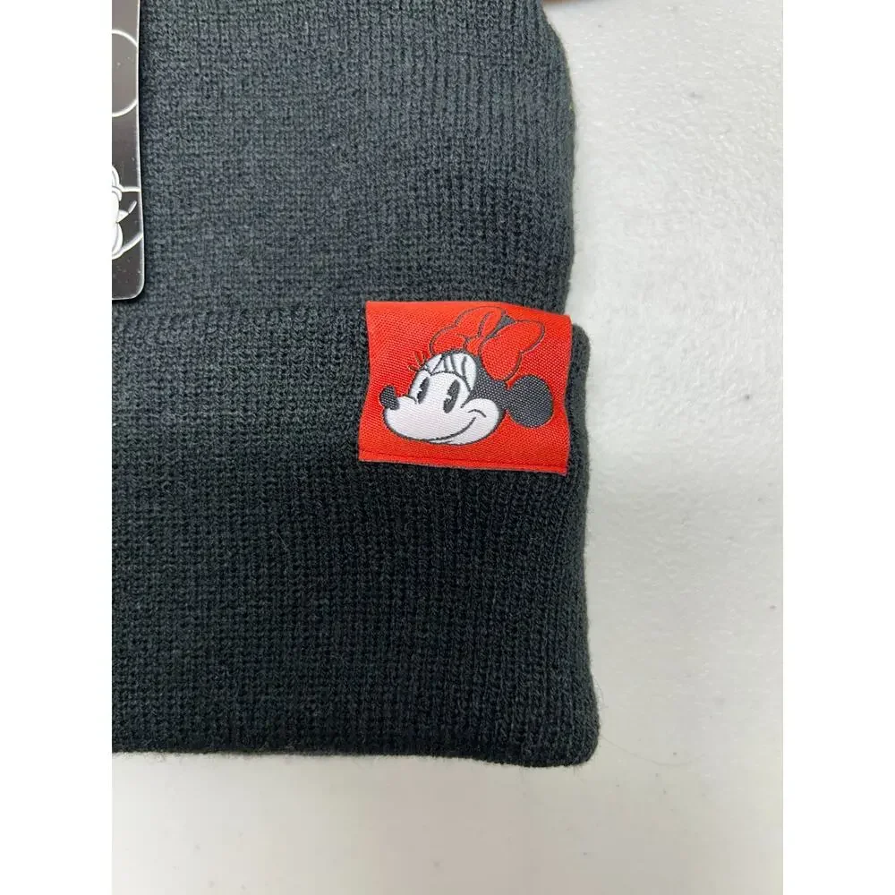 NWT Disney Minnie Mouse Youth Beanie Hat Red Black Disneyland